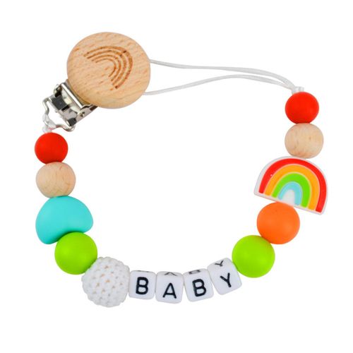 Baby Pacifier Clip Anti-Drop Chain Mini Silicone Beaded Pacifier Clips for Baby Girls and Boys,04 NO5148
