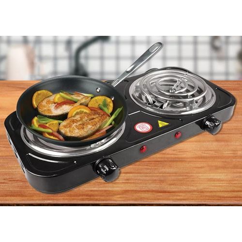 Quality Electric Hotplate With Two Coils-Black