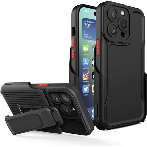 Apple IPhone 15 14 13 12 11 Pro Max Case With Kickstand Belt Clip Holster Cover, IPhone 15 14 13 12 11 Pro Max Phone Case, Heavy Duty 3 Layers Shockproof Full Body Rugged Hybrid Case For IPhone 15 Pro Max 6.7" Black