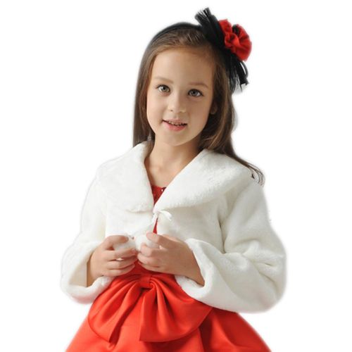 Fashion Child Girls Faux Fur Long Sleeve Bridesmaid Shrug Wedding Cape Coat Jacket Accessories New,S NO5148