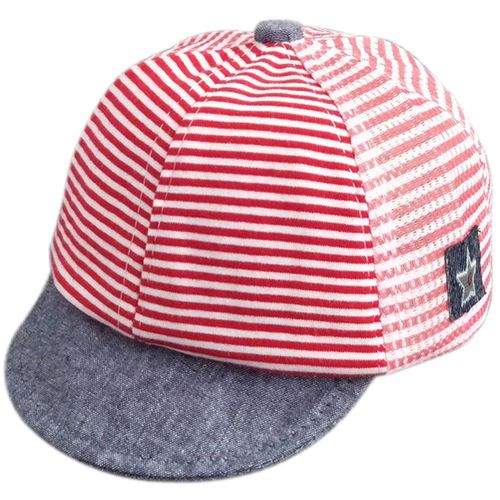 New Fashion Spring Summer Baby Cap Cotton Gauze Horizontal Stripe Hat Sunscreen Casual Peaked Caps For 3-6 Month Infant,Red NO5112