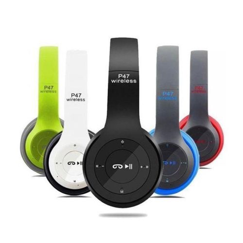 P47 Bluetooth Wireless Bass Headsets With FM And Memory Card Slot - Black,White