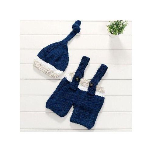 Newborn Knitted Hat With Pants Handmade Soft Breathable Photography Costume Set