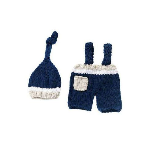 Newborn Knitted Hat With Pants Handmade Soft Breathable Photography Costume Set