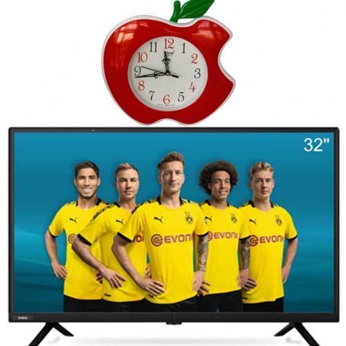 Chiq 32" Inch Frameless Digital LED HD TV And Wall Clock-Black