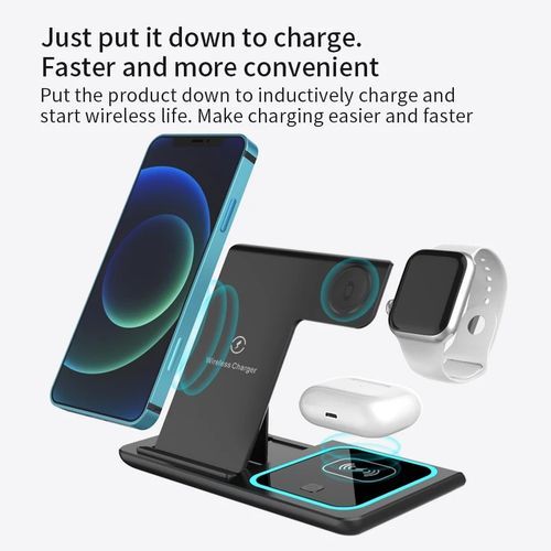 WL Universal 15W Fast Charging 3 In1 Foldable Wireless Charger Stand Holder Wirel Fast Charging Dock Stand Desktop Charging Station