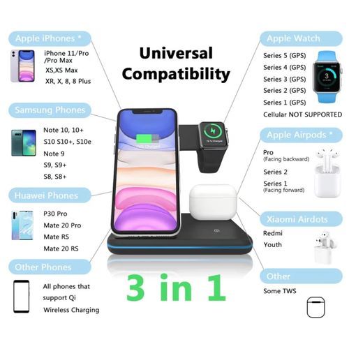WL Universal 15W Fast Charging 3 In1 Foldable Wireless Charger Stand Holder Wirel Fast Charging Dock Stand Desktop Charging Station