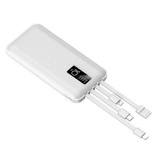 4 IN 1 Power Bank Built In Cable Usb Cable 20000mAh-Black/White