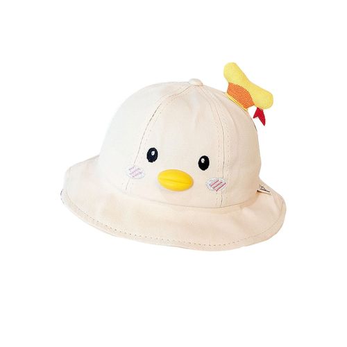Unisex Duck Embroidered Bucket Hat with 3D Mouth Packable Fashion Fisherman Cap with Strap Summer Supply,Beige NO5111