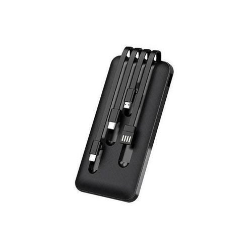 Power Bank 10000mAh with 4 Multi Cables, LCD Compact Slim, Light weight Fast Charge Power Bank in Black