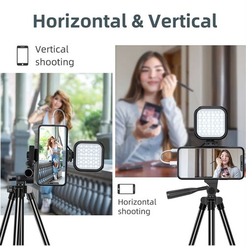 Portable Shooting Live Streaming Set With Stand Microphone And Fill Light