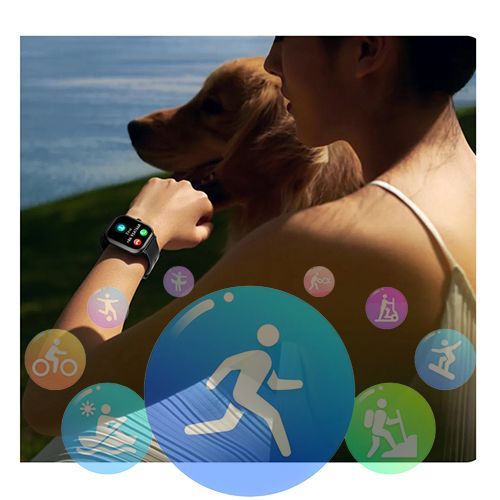 2.09 Smart Watch Full Touch Screen - Health Check Gold&Cream
