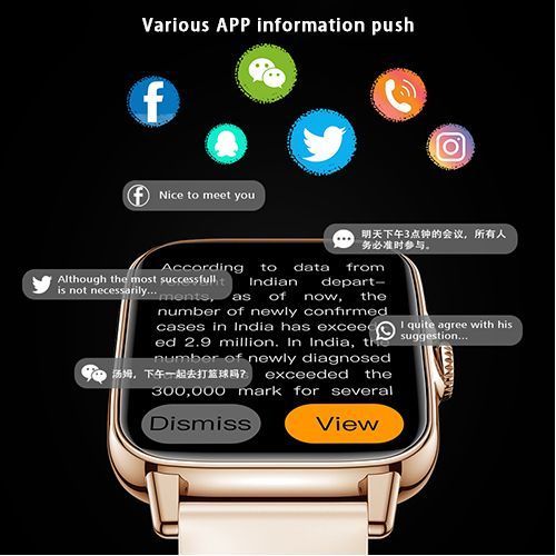 2.09 Smart Watch Full Touch Screen - Health Check Gold&Cream