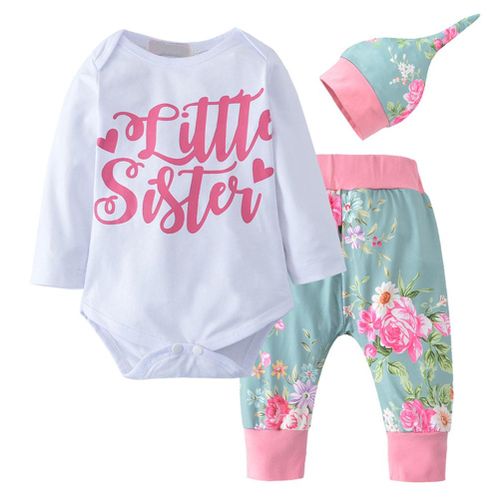 3 PCS Baby Outfit Print Jumpsuit Pants Hat Headwear Clothes Set for Infant Unisex New,100 NO5112