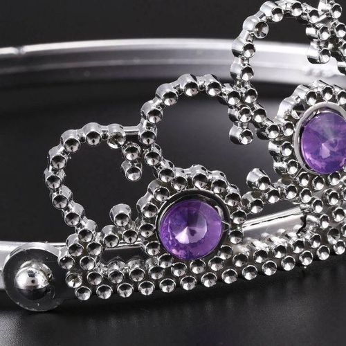 Woman Wedding Faux Rhine Tiara Crown Headband Silver