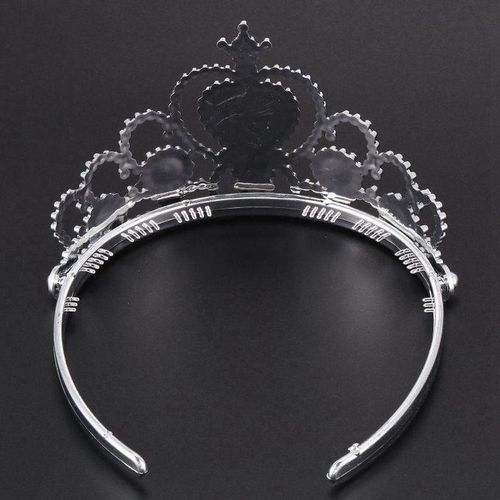 Woman Wedding Faux Rhine Tiara Crown Headband Silver