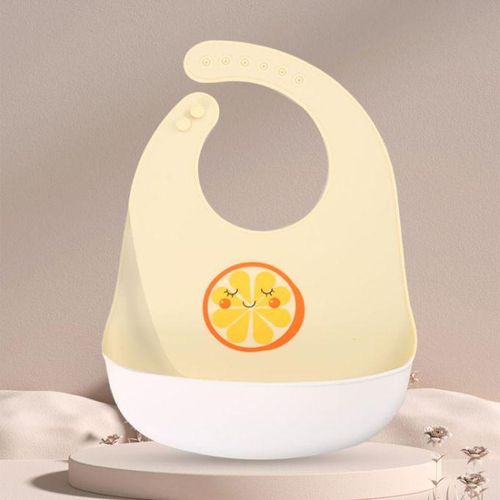 Baby Waterproof Silicone Bib, Pattern: Orange