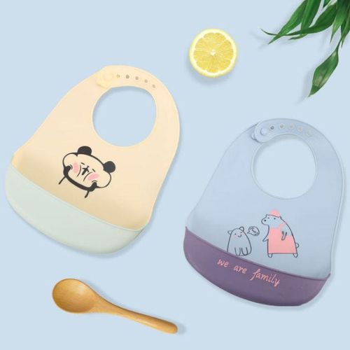 Baby Waterproof Silicone Bib, Pattern: Orange
