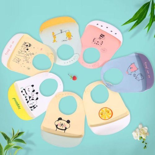 Baby Waterproof Silicone Bib, Pattern: Orange