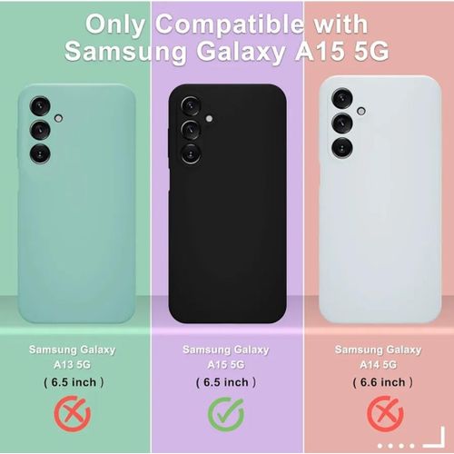 Samsung Galaxy A15 5G Luxury Soft Rubber Liquid Silicone Skin Touch Feel Cover Case With Screen Protector Black