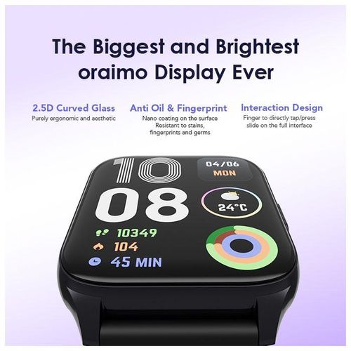 Oraimo Watch 4 Plus BT Call 2.01'' HD Large Screen Smart Watch - Black