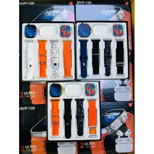 Hi Watch Mvp-120 Smart Watch with 4 Decorated Straps, Airpods pro, Watch Cover, Wireless Charger and Pods Charger - Multicolors