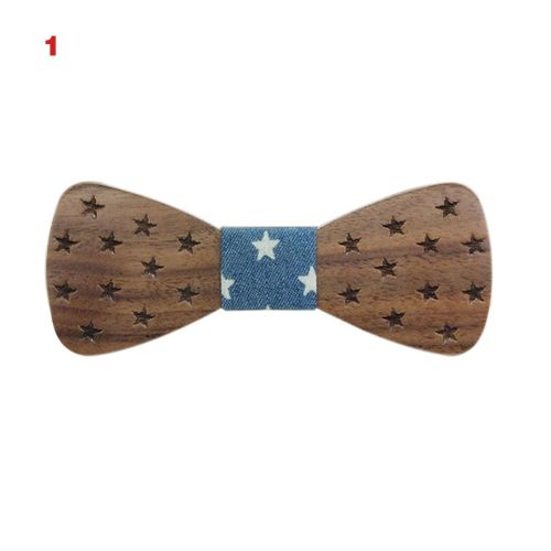 Children Kids Wood Bow Tie Carving Stars Butterfly Wooden Bowtie Wedding Party Accessories New,1 NO5112