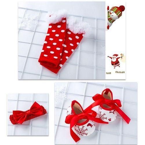 Fourpiece Baby Snowflake Longsleeved Dress Color:Eye Christmas Tree Size:80
