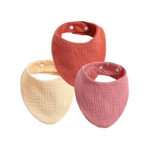 3pcs Baby Bibs Stuff Solid Snap Button Triangle Saliva Towel