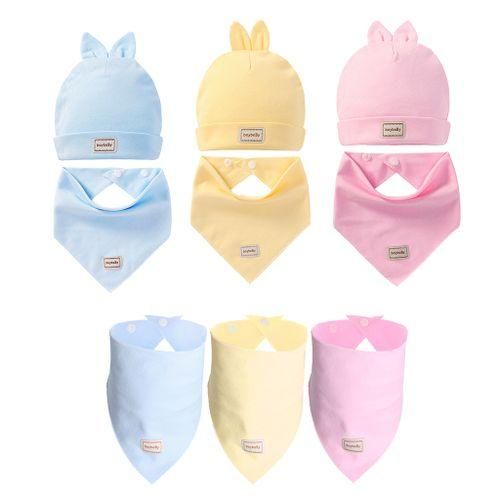 Cute Newborn Baby Boys Girls Kid Cartoon HatsTriangle Bibs Sets Pink