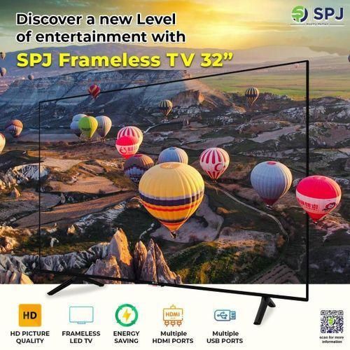 SPJ 32 Inch Frameless Unbreakable Tempered Glass Digital Led TV - Black