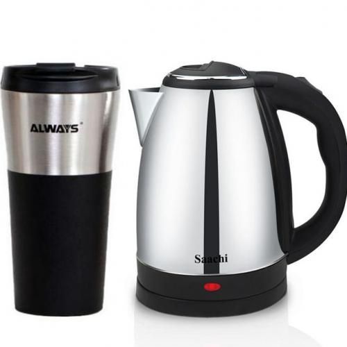 Saachi Electric Heat Kettle 1.8 Litres Thermos Cup 0.5ltrs-Silver