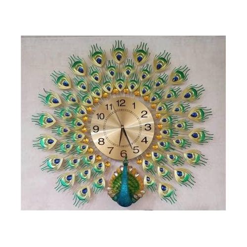 Peacock Wall Clock, Analog Quartz Movement, Feathered Sculpture Design, Home Decor Accent Piece
