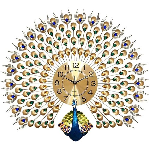 Peacock Wall Clock, Analog Quartz Movement, Feathered Sculpture Design, Home Decor Accent Piece