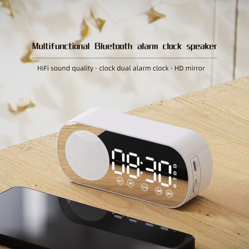 Wireless Bluetooth Speaker Portable Alarm Clock  - White