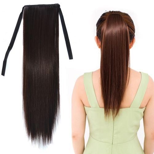 Natural Long Straight Hair Ponytail Bandagestyle Wig Ponytail For WomenLength: 45cm Black Brown
