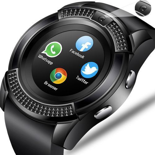 Smartwatch Round Screen IP65 Bluetooth Smart Watch with Sim Toolkit - Black.