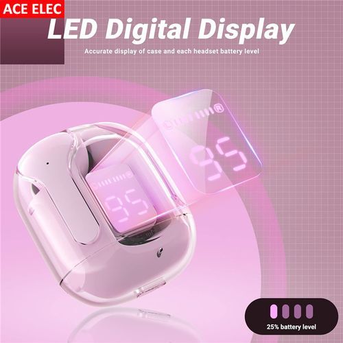 Ace Elec BT 5.3 ENC Mini Crystal Earbuds 25Hours Playtime