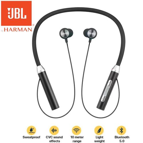 JBL Neckband Earphones Call/Music Play With LED  Battery Display Ultra-Long Playtime Sport Headphones In Black
