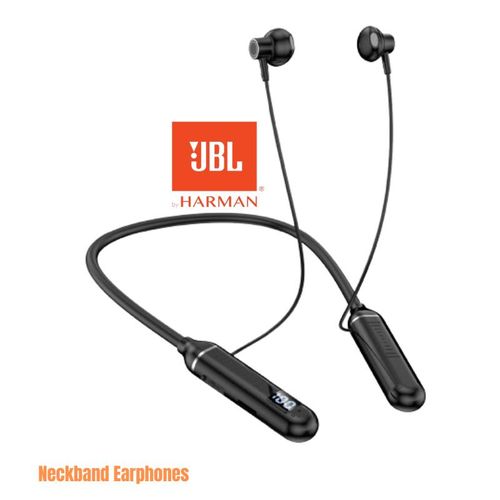 JBL Neckband Earphones Call/Music Play With LED  Battery Display Ultra-Long Playtime Sport Headphones In Black