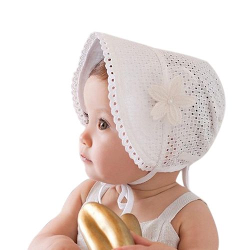 Spring Summer Sweet Princess Cap Hollow Baby Girls Hat Beanie Cotton Bonnet Kids Flower Lace Floral Caps New,White NO5111