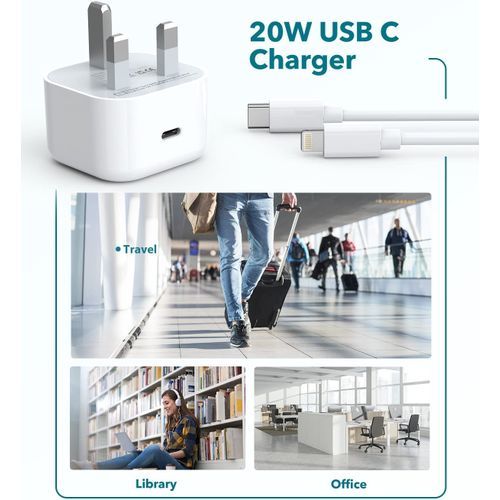 IPhone 20W USB-C Fast Charging Power Adapter With Cable - White