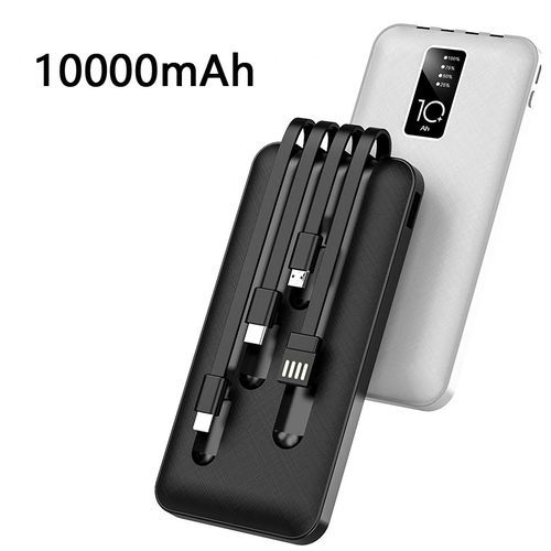Fast Charging Power Bank For Charging 4 Devices At Once 10000mAh-Black/White