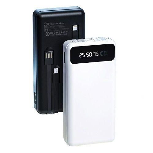 20000mAh Fast Charging Power Bank With 4 Different Charging Cables - Black