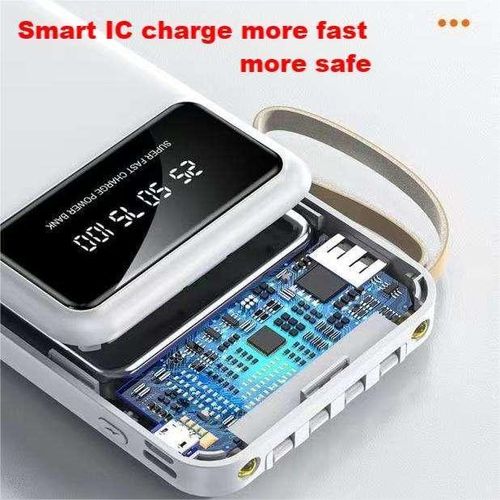20000mAh Fast Charging Power Bank With 4 Different Charging Cables - Black