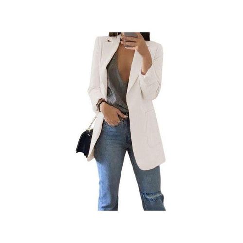 Women Jacket Suit Lapel Work Jacket Casual Suits Outwear For White 4XL