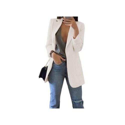 Women Jacket Suit Lapel Work Jacket Casual Suits Outwear For White 4XL