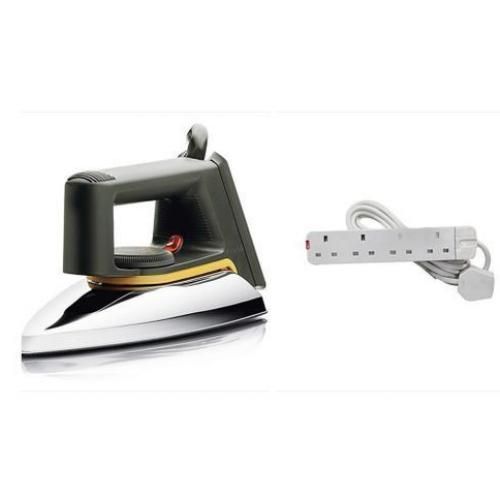 Saachi Flat Iron & White Extension Cable - Grey, Silver.