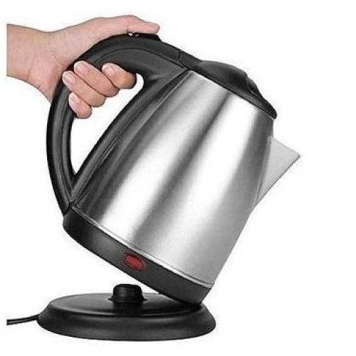 Bundle Of Flat Iron 2L Kettle & 4 Way Extension Cable-Silver