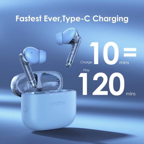Oraimo FreePods Lite Earbuds with 40Hr Playtime,Custom EQ modes App, ENC Mic, Waterproof lPX4, BT 5.3 Bluetooth Headset (Ice Lake Blue, True Wireless Earpods)